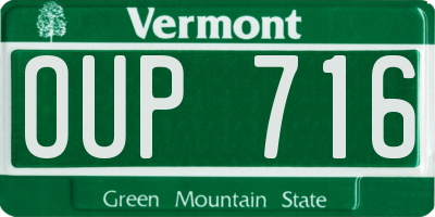 VT license plate OUP716