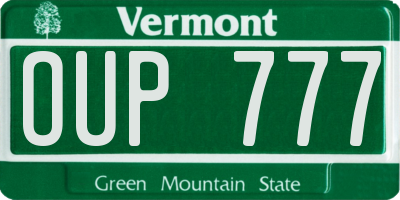 VT license plate OUP777