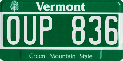VT license plate OUP836