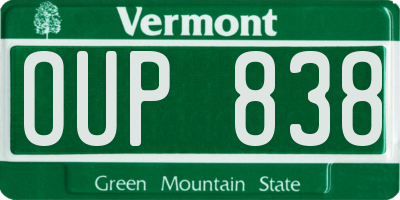 VT license plate OUP838