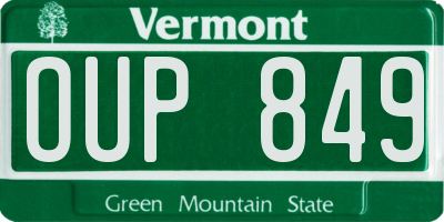 VT license plate OUP849