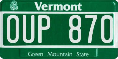 VT license plate OUP870