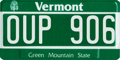 VT license plate OUP906