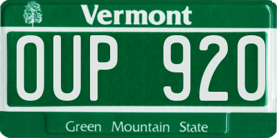 VT license plate OUP920