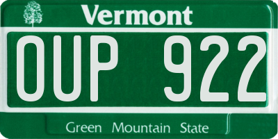 VT license plate OUP922