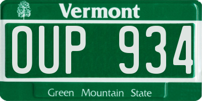 VT license plate OUP934
