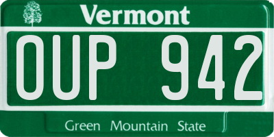 VT license plate OUP942
