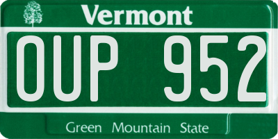 VT license plate OUP952
