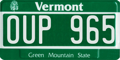 VT license plate OUP965