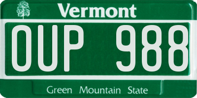 VT license plate OUP988