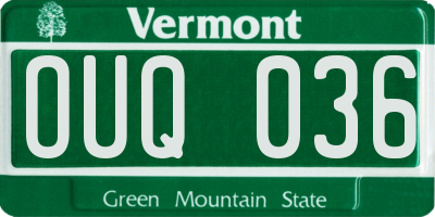 VT license plate OUQ036