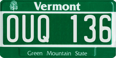 VT license plate OUQ136