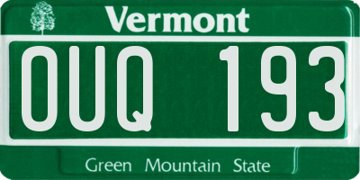 VT license plate OUQ193