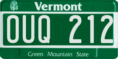 VT license plate OUQ212