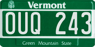 VT license plate OUQ243