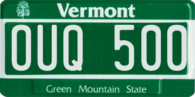 VT license plate OUQ500