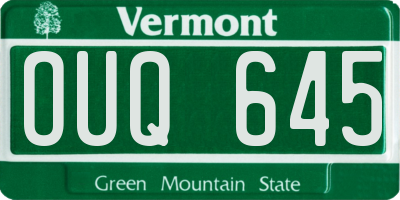 VT license plate OUQ645