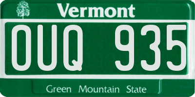 VT license plate OUQ935