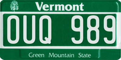 VT license plate OUQ989