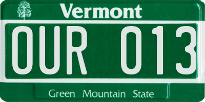 VT license plate OUR013