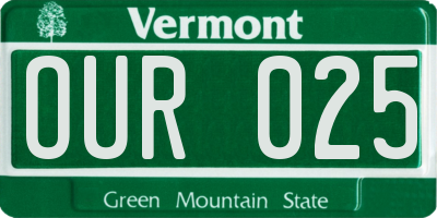 VT license plate OUR025