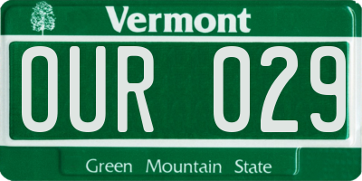 VT license plate OUR029