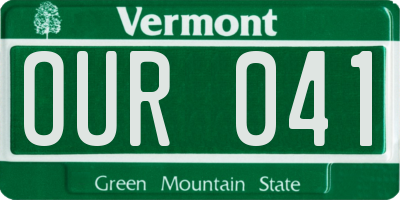 VT license plate OUR041