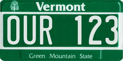 VT license plate OUR123