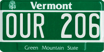 VT license plate OUR206
