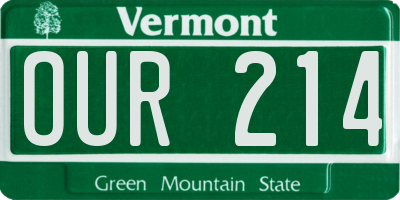 VT license plate OUR214
