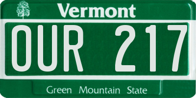 VT license plate OUR217