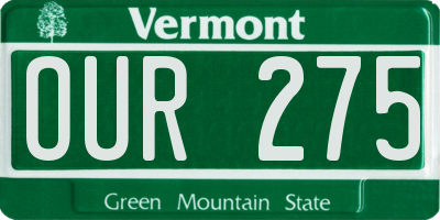 VT license plate OUR275