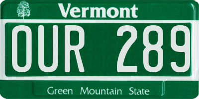 VT license plate OUR289