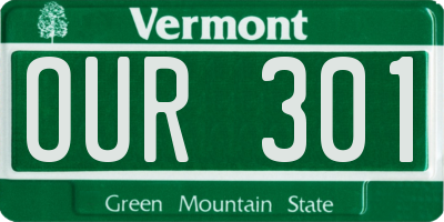 VT license plate OUR301