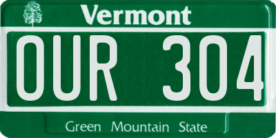 VT license plate OUR304