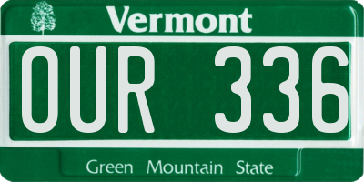 VT license plate OUR336