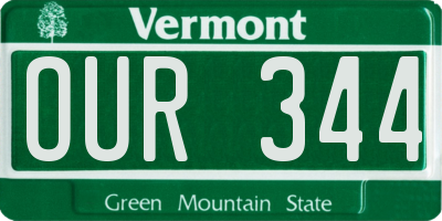VT license plate OUR344