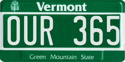 VT license plate OUR365