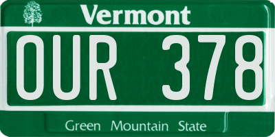 VT license plate OUR378