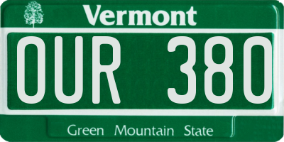 VT license plate OUR380