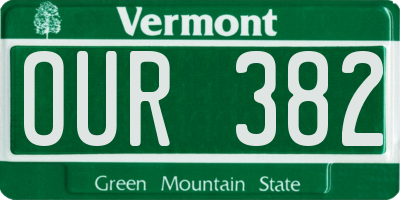 VT license plate OUR382