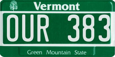 VT license plate OUR383