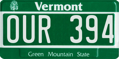 VT license plate OUR394