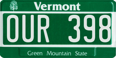 VT license plate OUR398