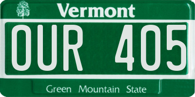VT license plate OUR405