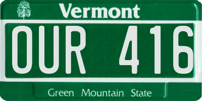 VT license plate OUR416