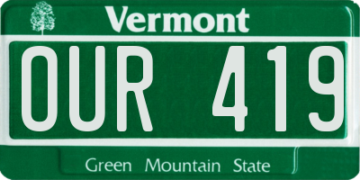 VT license plate OUR419