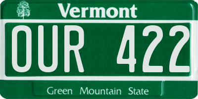 VT license plate OUR422