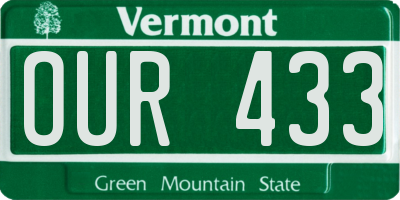 VT license plate OUR433