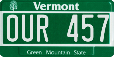 VT license plate OUR457